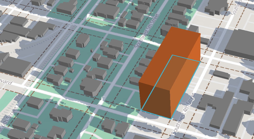 Scale model showing shade impact from the proposed building